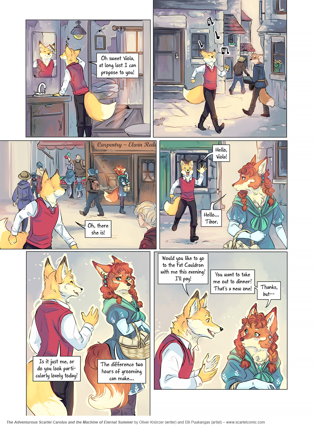 The Adventurous Scarlet Carolus – The Machine of Eternal Summer 012 (2024-03-21). Oliver Knörzer (writer) & Elli Puukangas (artist), CC BY-NC-ND 4.0. https://www.sandraandwoo.com/scarlet/comic/the-machine-of-eternal-summer-012/