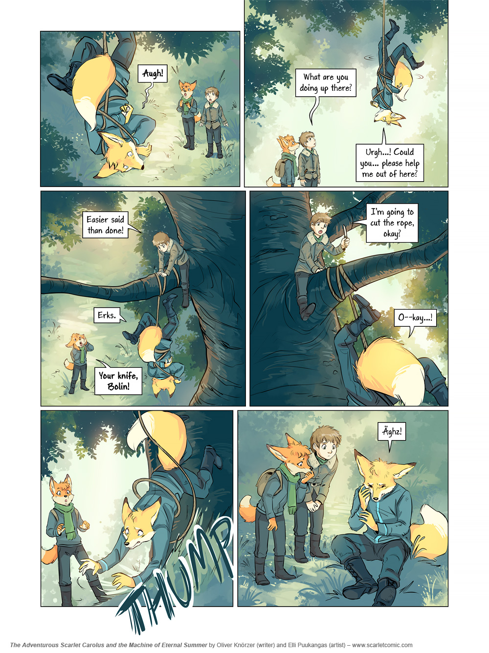 The Adventurous Scarlet Carolus – The Machine of Eternal Summer 018 (2024-04-11). Oliver Knörzer (writer) & Elli Puukangas (artist), CC BY-NC-ND 4.0. https://www.sandraandwoo.com/scarlet/comic/the-machine-of-eternal-summer-018/