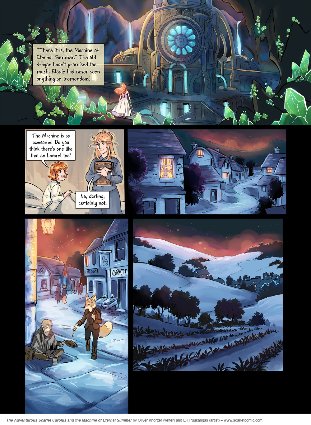 The Adventurous Scarlet Carolus – The Machine of Eternal Summer 002 (2024-02-01). Oliver Knörzer (writer) & Elli Puukangas (artist), CC BY-NC-ND 4.0. https://www.sandraandwoo.com/scarlet/comic/the-machine-of-eternal-summer-002/