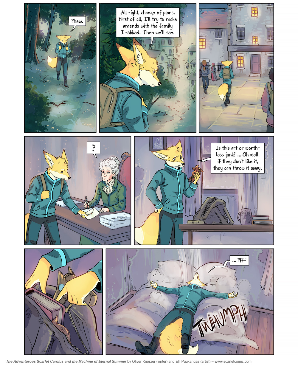 The Adventurous Scarlet Carolus – The Machine of Eternal Summer 020 (2024-04-18). Oliver Knörzer (writer) & Elli Puukangas (artist), CC BY-NC-ND 4.0. https://www.sandraandwoo.com/scarlet/comic/the-machine-of-eternal-summer-020/