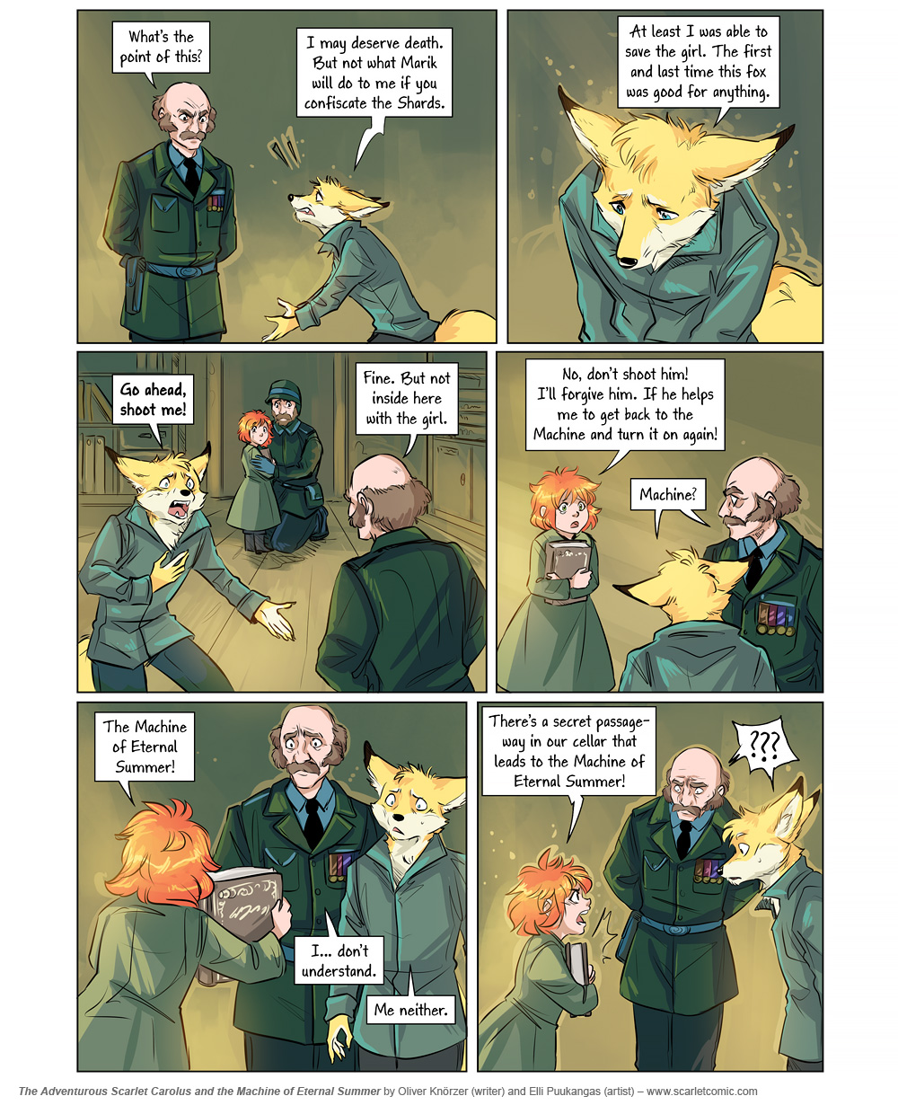 The Adventurous Scarlet Carolus – The Machine of Eternal Summer 037 (2024-06-21). Oliver Knörzer (writer) & Elli Puukangas (artist), CC BY-NC-ND 4.0. https://www.sandraandwoo.com/scarlet/comic/the-machine-of-eternal-summer-037/