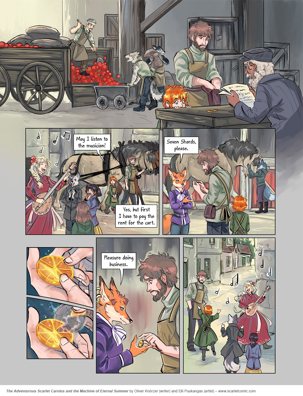 The Adventurous Scarlet Carolus – The Machine of Eternal Summer 005 (2024-02-19). Oliver Knörzer (writer) & Elli Puukangas (artist), CC BY-NC-ND 4.0. https://www.sandraandwoo.com/scarlet/comic/the-machine-of-eternal-summer-005/