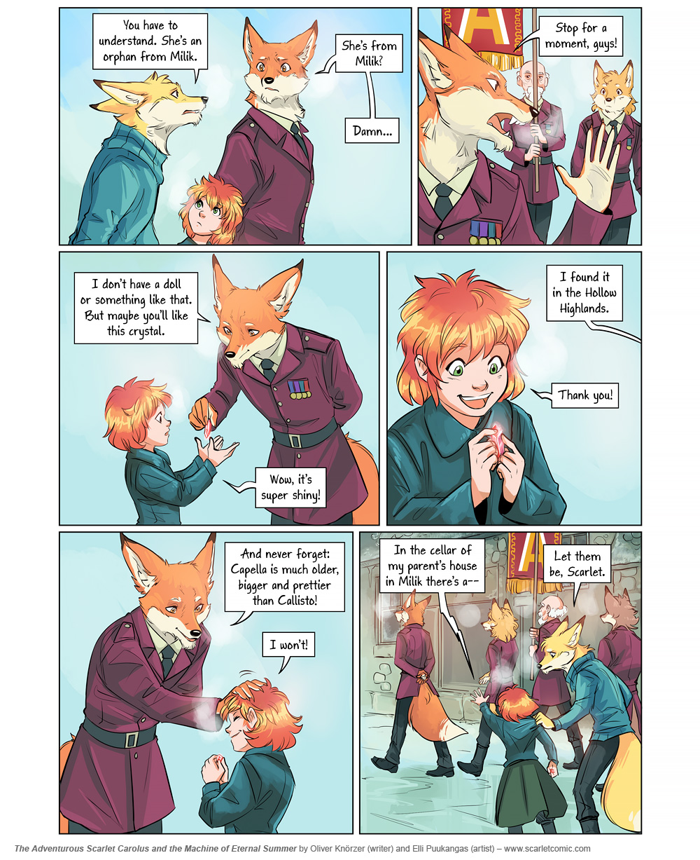 The Adventurous Scarlet Carolus – A Sky Full of Stars 011 (2024-08-06). Oliver Knörzer (writer) & Elli Puukangas (artist), CC BY-NC-ND 4.0. https://www.sandraandwoo.com/scarlet/comic/a-sky-full-of-stars-011/
