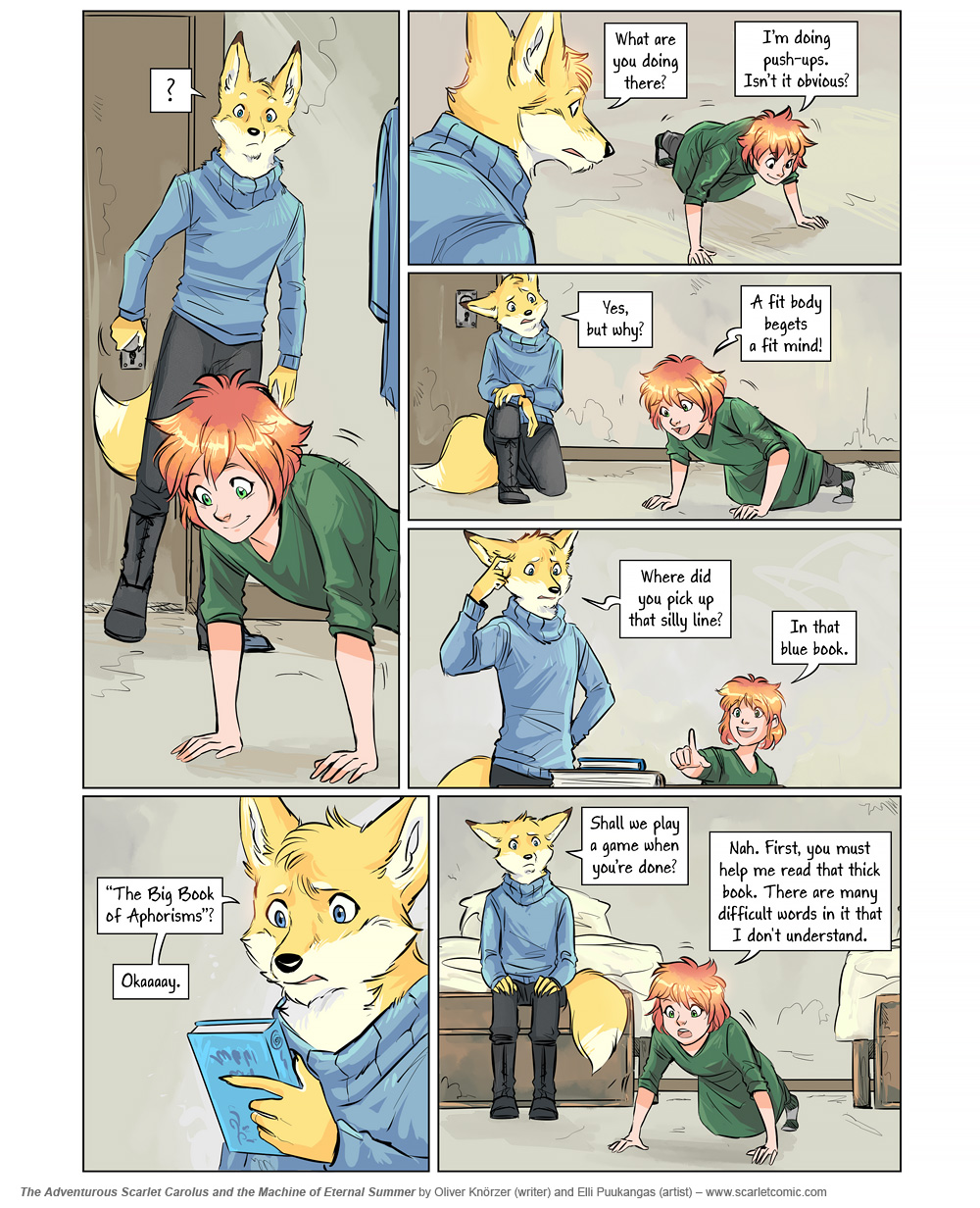 The Adventurous Scarlet Carolus – A Sky Full of Stars 015 (2024-08-20). Oliver Knörzer (writer) & Elli Puukangas (artist), CC BY-NC-ND 4.0. https://www.sandraandwoo.com/scarlet/comic/a-sky-full-of-stars-015/