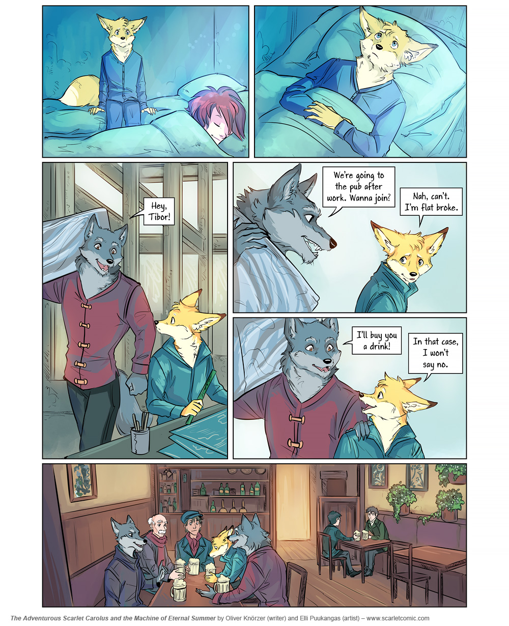 The Adventurous Scarlet Carolus – A Sky Full of Stars 017 (2024-08-27). Oliver Knörzer (writer) & Elli Puukangas (artist), CC BY-NC-ND 4.0. https://www.sandraandwoo.com/scarlet/comic/a-sky-full-of-stars-017/