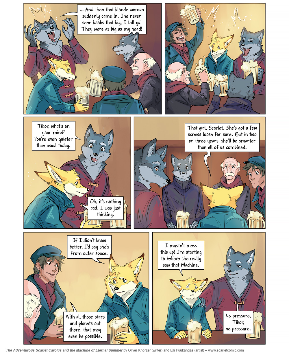 The Adventurous Scarlet Carolus – A Sky Full of Stars 018 (2024-08-30). Oliver Knörzer (writer) & Elli Puukangas (artist), CC BY-NC-ND 4.0. https://www.sandraandwoo.com/scarlet/comic/a-sky-full-of-stars-018/