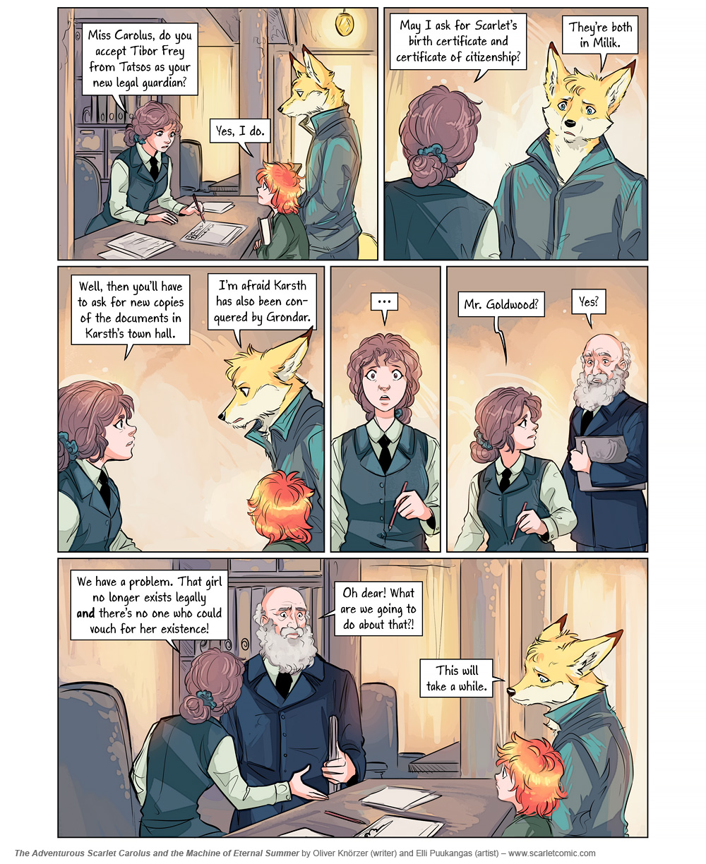 The Adventurous Scarlet Carolus – A Sky Full of Stars 003 (2024-07-09). Oliver Knörzer (writer) & Elli Puukangas (artist), CC BY-NC-ND 4.0. https://www.sandraandwoo.com/scarlet/comic/a-sky-full-of-stars-003/