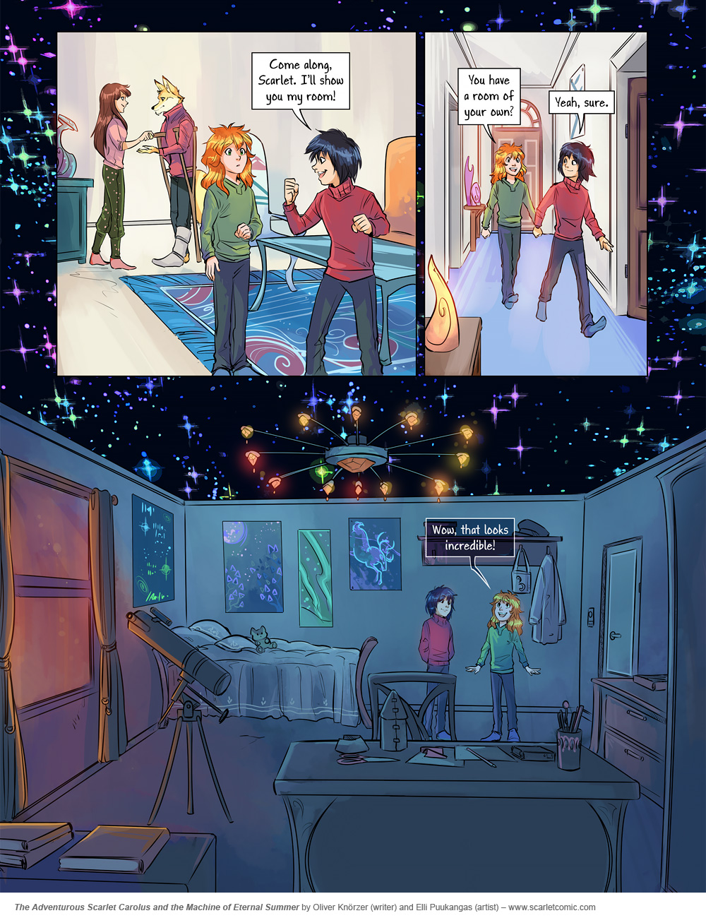 The Adventurous Scarlet Carolus – A Sky Full of Stars 032 (2024-10-17). Oliver Knörzer (writer) & Elli Puukangas (artist), CC BY-NC-ND 4.0. https://www.sandraandwoo.com/scarlet/comic/a-sky-full-of-stars-032/