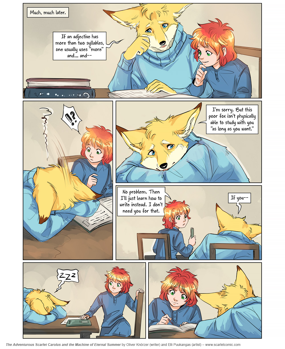 The Adventurous Scarlet Carolus – A Sky Full of Stars 007 (2024-07-22). Oliver Knörzer (writer) & Elli Puukangas (artist), CC BY-NC-ND 4.0. https://www.sandraandwoo.com/scarlet/comic/a-sky-full-of-stars-007/