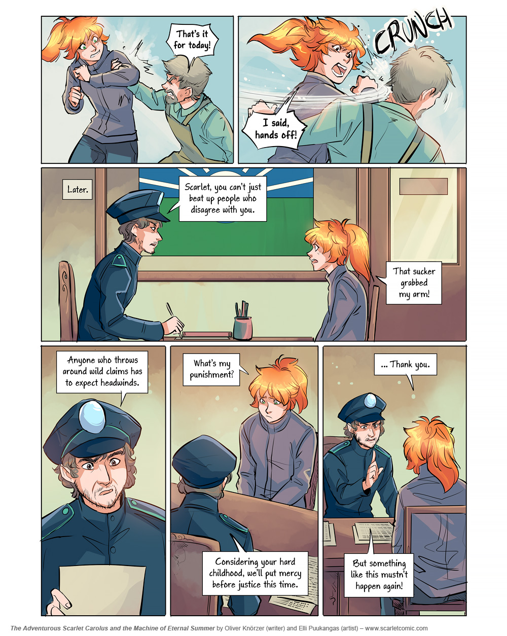 The Adventurous Scarlet Carolus – Machine Girl 014 (2025-08-29). Oliver Knörzer (writer) & Elli Puukangas (artist), CC BY-NC-ND 4.0. https://www.sandraandwoo.com/scarlet/comic/machine-girl-014/