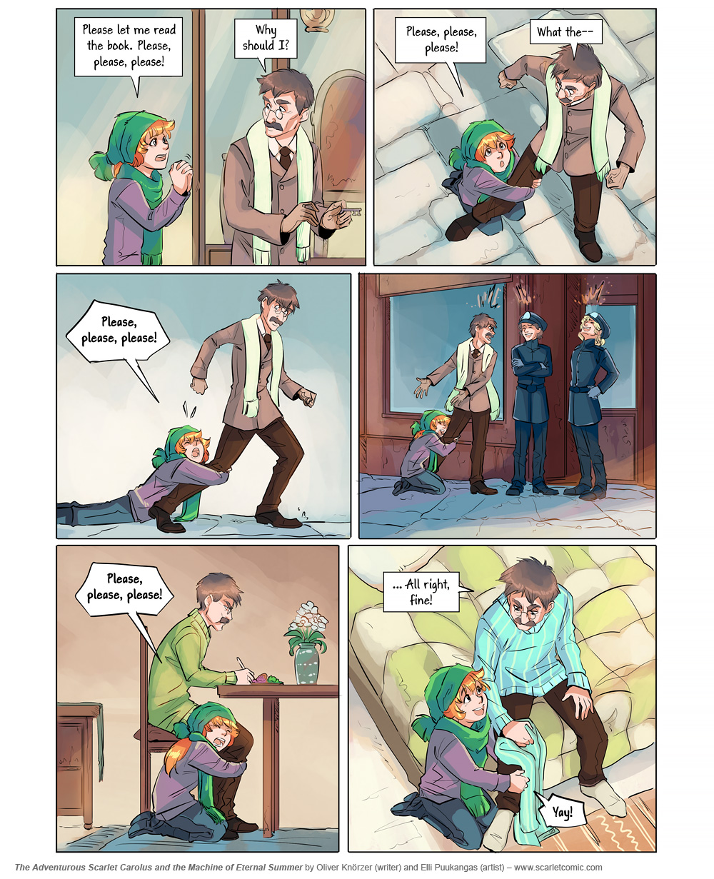 The Adventurous Scarlet Carolus – Machine Girl 019 (2025-09-15). Oliver Knörzer (writer) & Elli Puukangas (artist), CC BY-NC-ND 4.0. https://www.sandraandwoo.com/scarlet/comic/machine-girl-019/