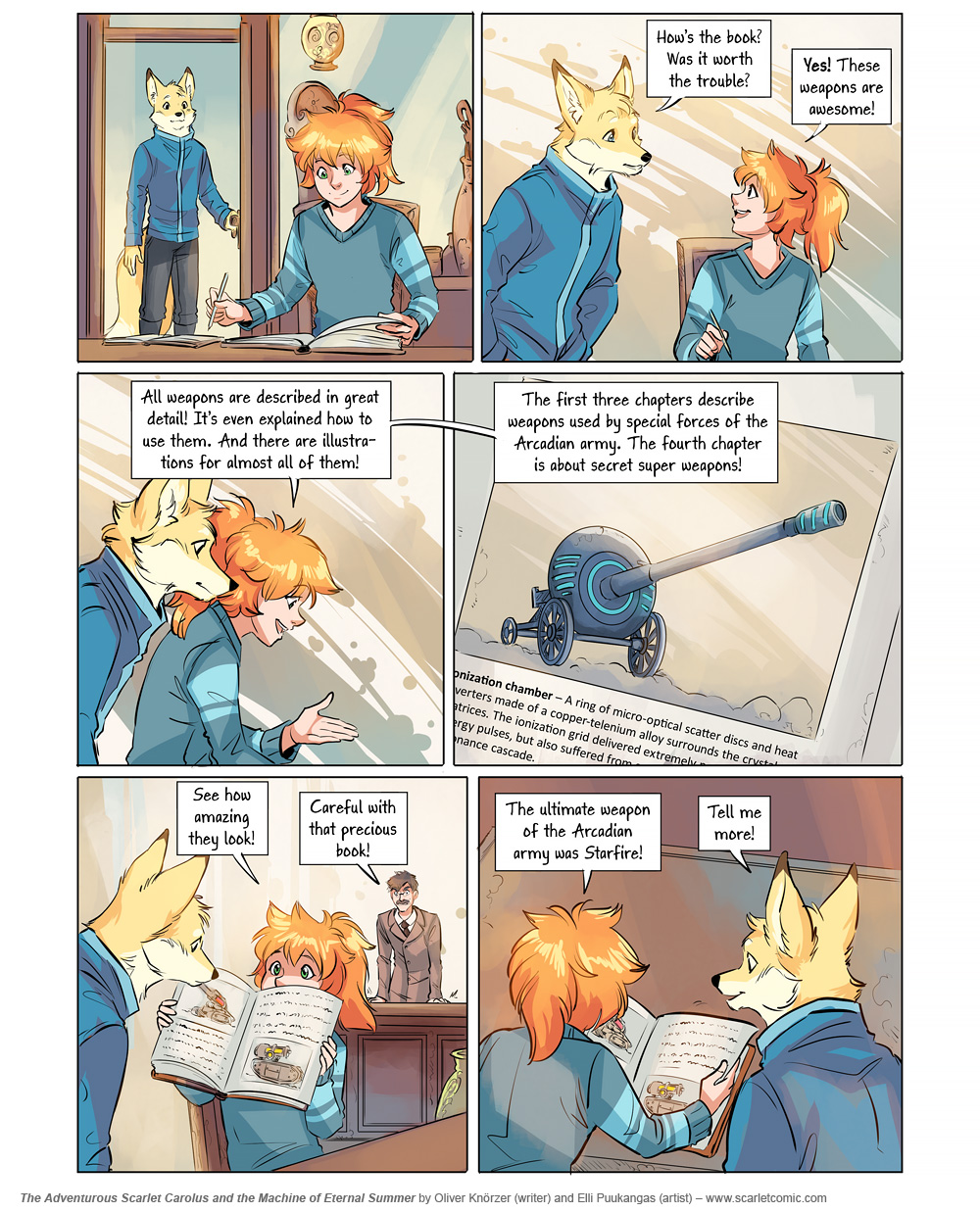 The Adventurous Scarlet Carolus – Machine Girl 020 (2025-09-19). Oliver Knörzer (writer) & Elli Puukangas (artist), CC BY-NC-ND 4.0. https://www.sandraandwoo.com/scarlet/comic/machine-girl-020/