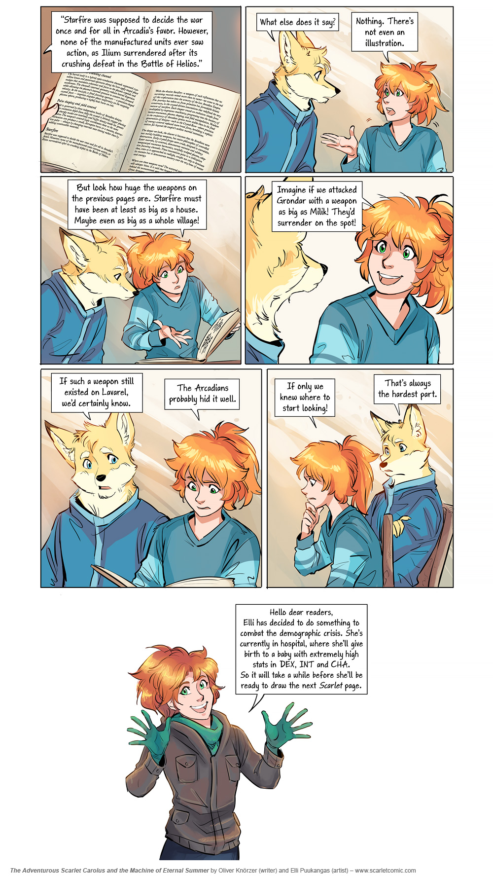 The Adventurous Scarlet Carolus – Machine Girl 021 (2025-09-23). Oliver Knörzer (writer) & Elli Puukangas (artist), CC BY-NC-ND 4.0. https://www.sandraandwoo.com/scarlet/comic/machine-girl-021/