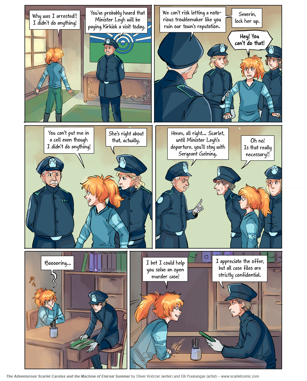 The Adventurous Scarlet Carolus – Machine Girl 026 (2025-10-23). Oliver Knörzer (writer) & Elli Puukangas (artist), CC BY-NC-ND 4.0. https://www.sandraandwoo.com/scarlet/comic/machine-girl-026/