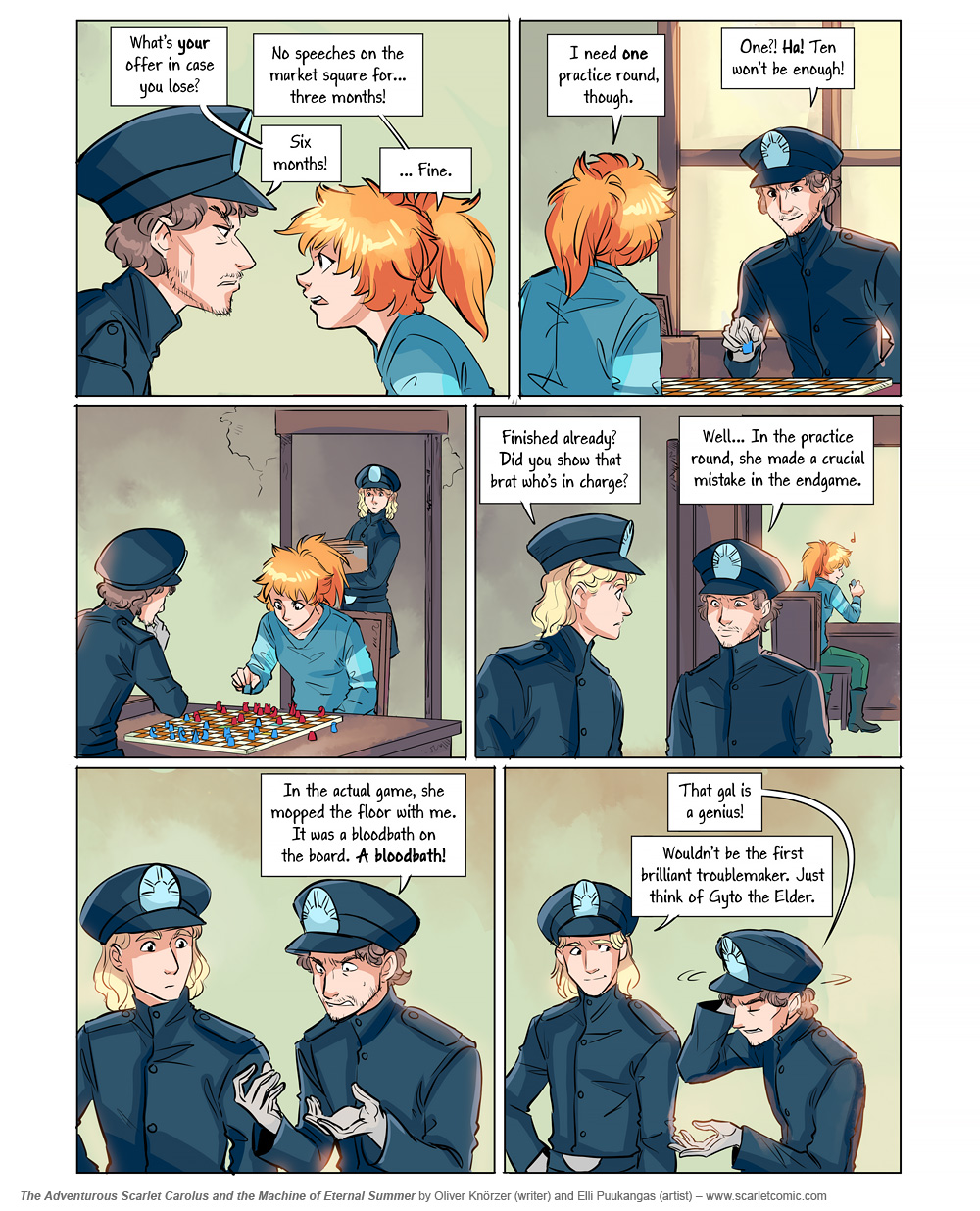 The Adventurous Scarlet Carolus – Machine Girl 028 (2025-10-31). Oliver Knörzer (writer) & Elli Puukangas (artist), CC BY-NC-ND 4.0. https://www.sandraandwoo.com/scarlet/comic/machine-girl-028/