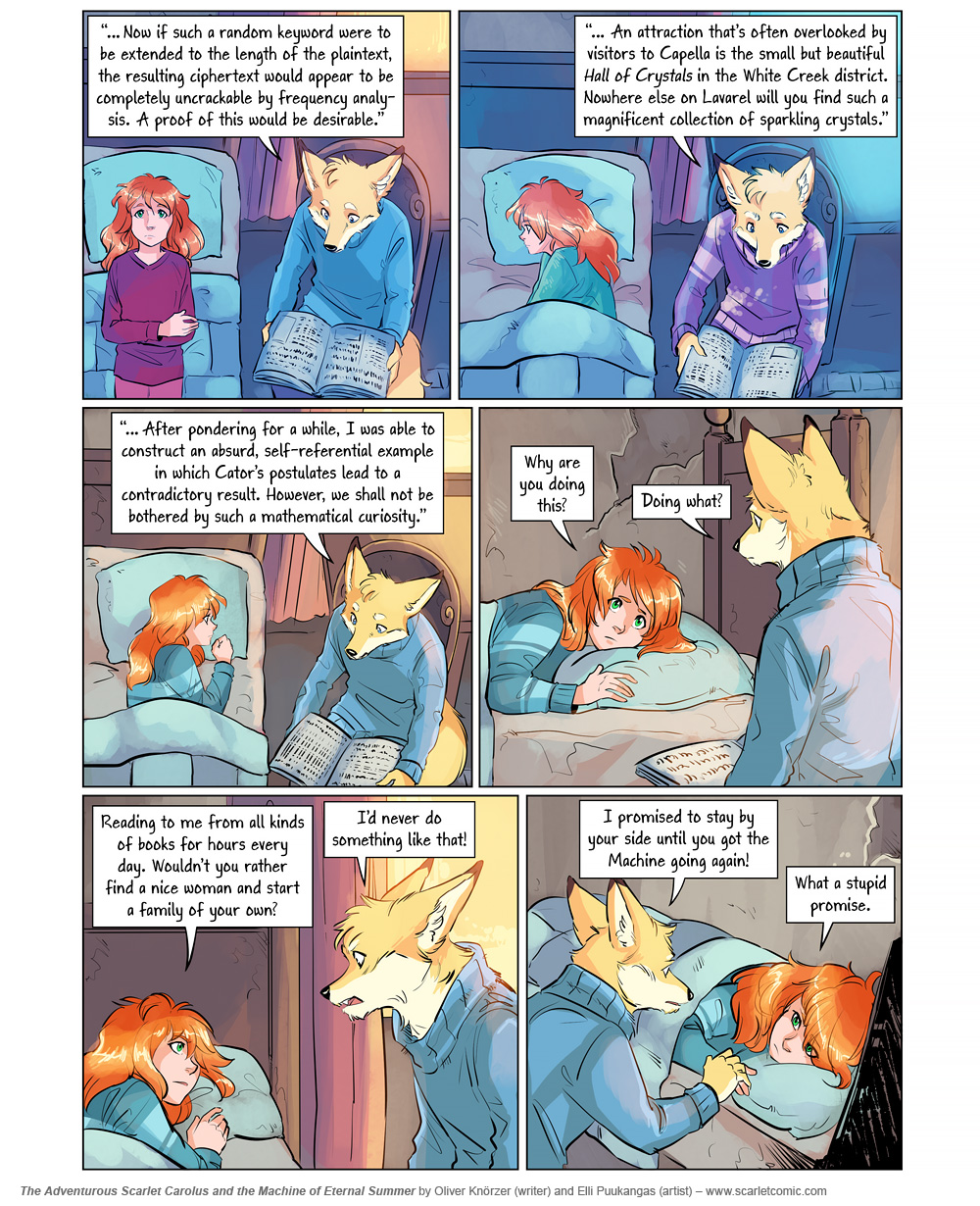 The Adventurous Scarlet Carolus – Machine Girl 003 (2025-07-21). Oliver Knörzer (writer) & Elli Puukangas (artist), CC BY-NC-ND 4.0. https://www.sandraandwoo.com/scarlet/comic/machine-girl-003/