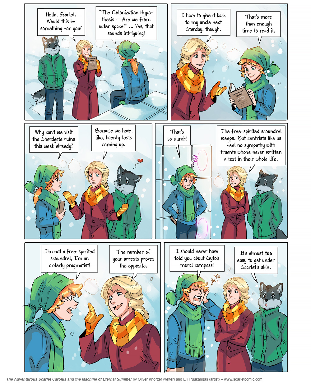 The Adventurous Scarlet Carolus – Machine Girl 031 (2025-11-17). Oliver Knörzer (writer) & Elli Puukangas (artist), CC BY-NC-ND 4.0. https://www.sandraandwoo.com/scarlet/comic/machine-girl-031/