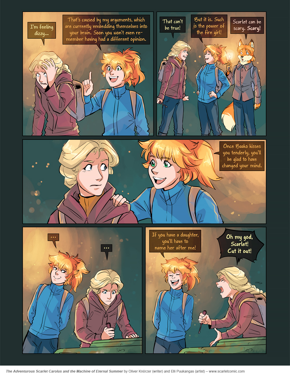 The Adventurous Scarlet Carolus – Machine Girl 034 (2025-11-27). Oliver Knörzer (writer) & Elli Puukangas (artist), CC BY-NC-ND 4.0. https://www.sandraandwoo.com/scarlet/comic/machine-girl-034/