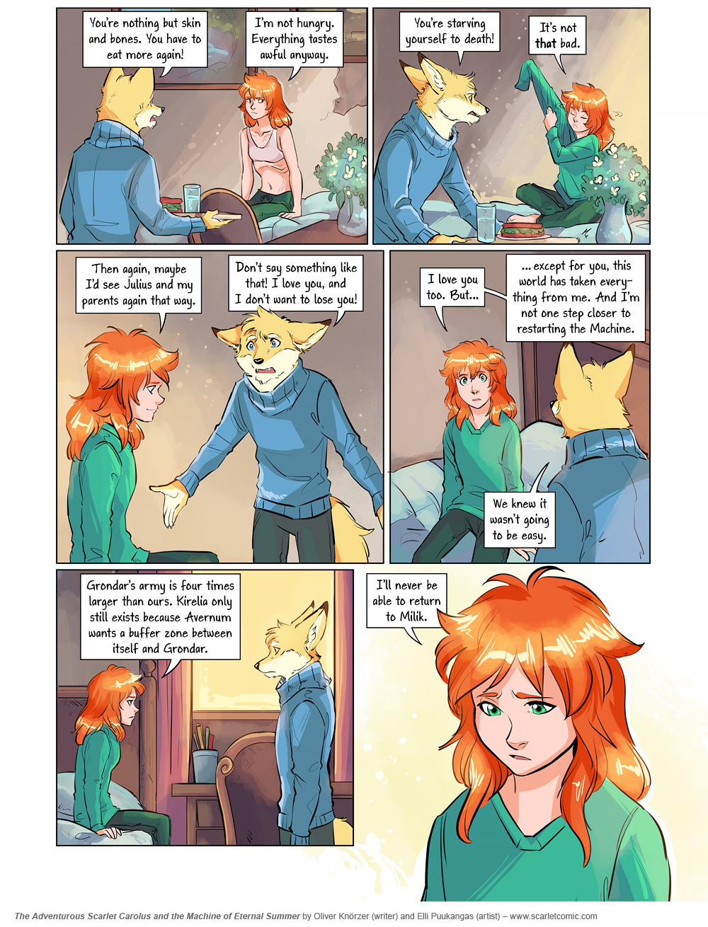 The Adventurous Scarlet Carolus – Machine Girl 004 (2025-07-24). Oliver Knörzer (writer) & Elli Puukangas (artist), CC BY-NC-ND 4.0. https://www.sandraandwoo.com/scarlet/comic/machine-girl-004/