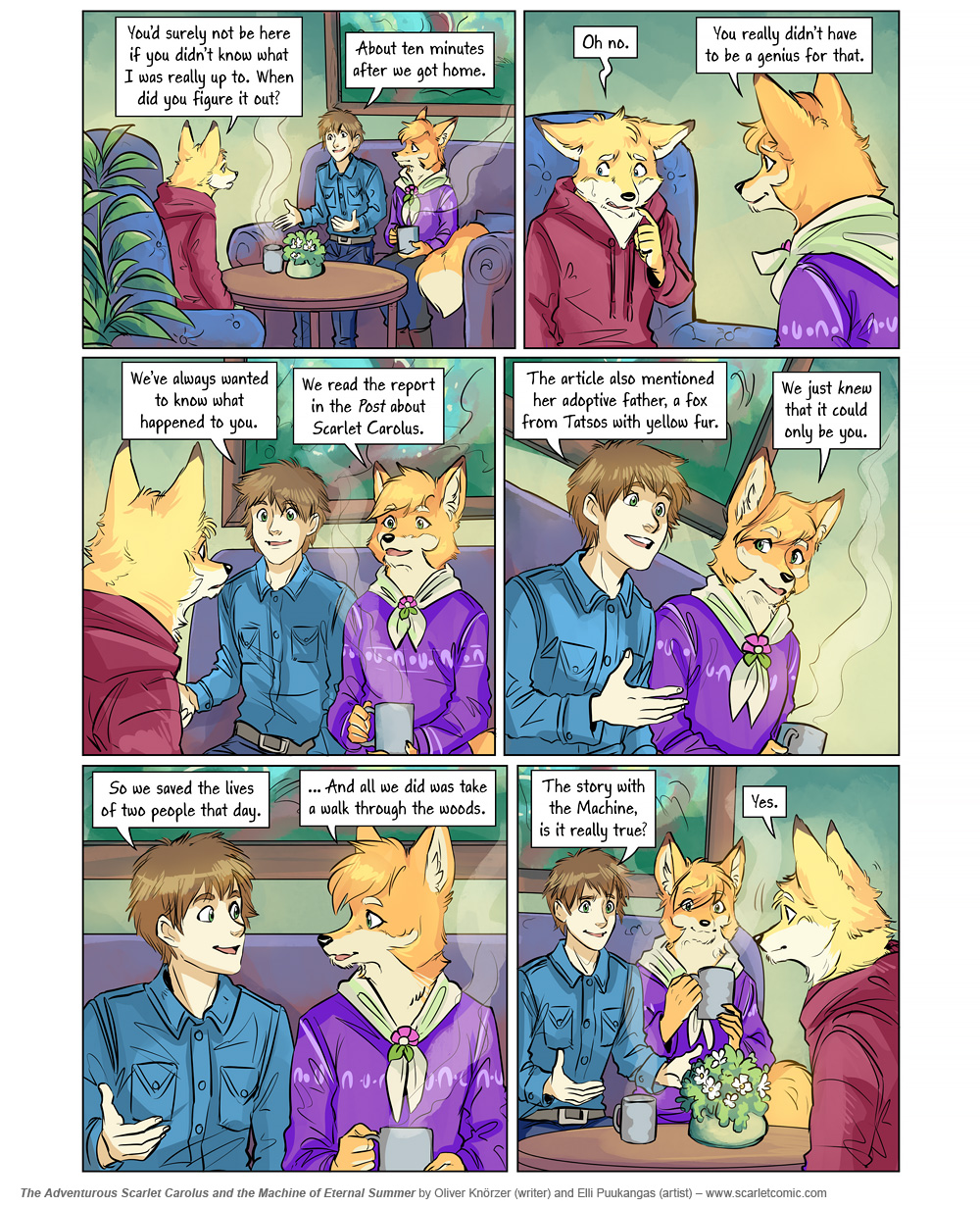 The Adventurous Scarlet Carolus – Machine Girl 045 (2026-01-09). Oliver Knörzer (writer) & Elli Puukangas (artist), CC BY-NC-ND 4.0. https://www.sandraandwoo.com/scarlet/comic/machine-girl-045/
