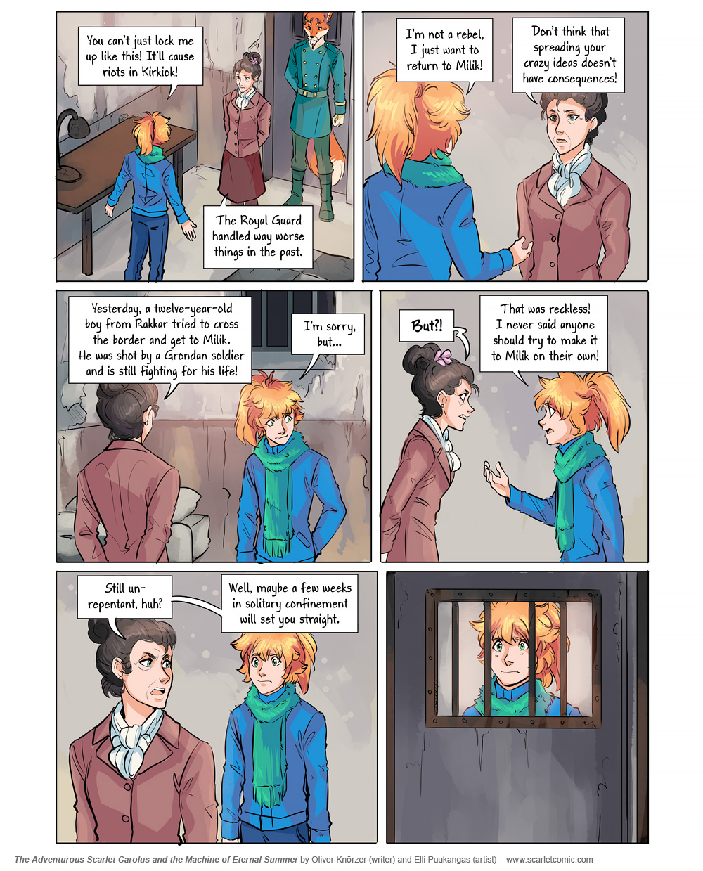 The Adventurous Scarlet Carolus – Machine Girl 055 (2026-02-20). Oliver Knörzer (writer) & Elli Puukangas (artist), CC BY-NC-ND 4.0. https://www.sandraandwoo.com/scarlet/comic/machine-girl-055/