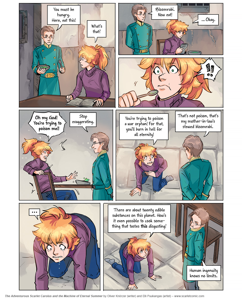 The Adventurous Scarlet Carolus – Machine Girl 056 (2026-02-25). Oliver Knörzer (writer) & Elli Puukangas (artist), CC BY-NC-ND 4.0. https://www.sandraandwoo.com/scarlet/comic/machine-girl-056/