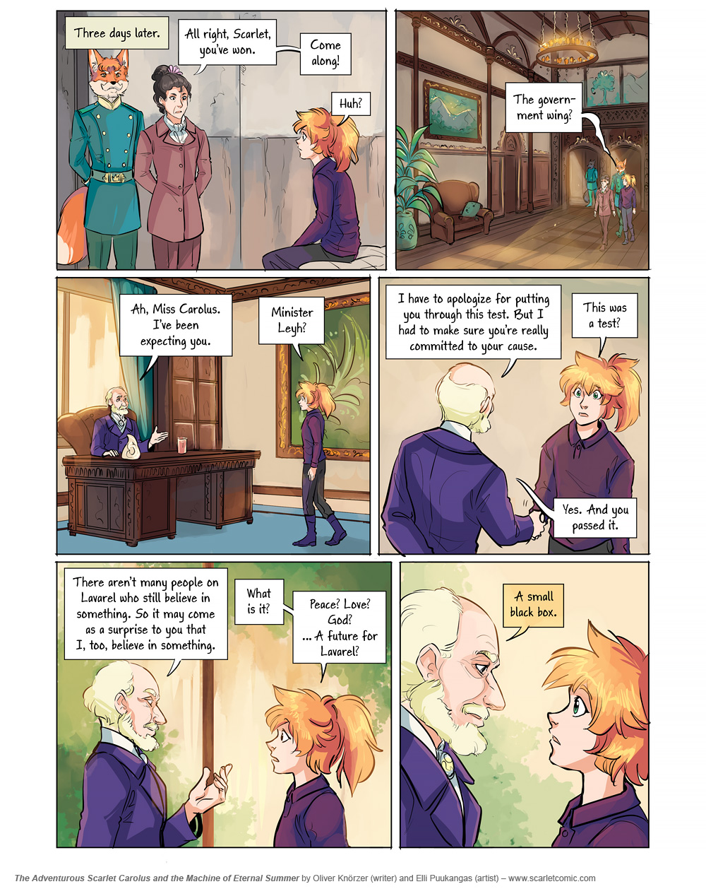 The Adventurous Scarlet Carolus – Machine Girl 058 (2026-03-09). Oliver Knörzer (writer) & Elli Puukangas (artist), CC BY-NC-ND 4.0. https://www.sandraandwoo.com/scarlet/comic/machine-girl-058/