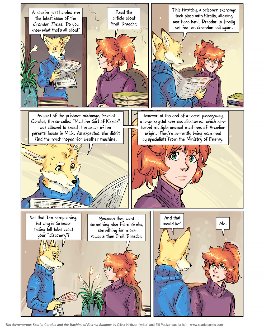 The Adventurous Scarlet Carolus – Machine Girl 072 (2026-06-25). Oliver Knörzer (writer) & Elli Puukangas (artist), CC BY-NC-ND 4.0. https://www.sandraandwoo.com/scarlet/comic/machine-girl-072/