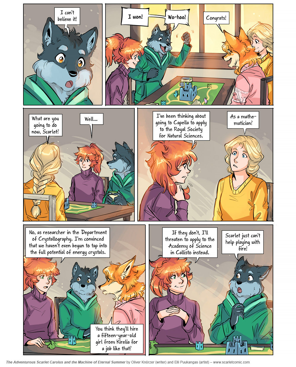 The Adventurous Scarlet Carolus – Machine Girl 074 (2026-07-12). Oliver Knörzer (writer) & Elli Puukangas (artist), CC BY-NC-ND 4.0. https://www.sandraandwoo.com/scarlet/comic/machine-girl-074/