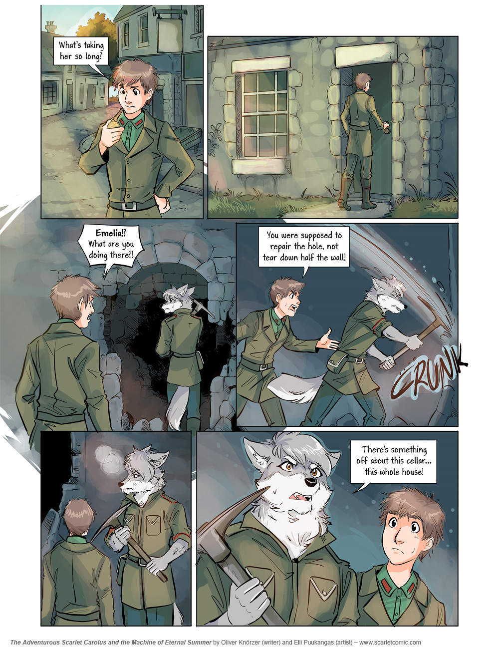 The Adventurous Scarlet Carolus – Machine Girl 077 (2026-08-08). Oliver Knörzer (writer) & Elli Puukangas (artist), CC BY-NC-ND 4.0. https://www.sandraandwoo.com/scarlet/comic/machine-girl-077/
