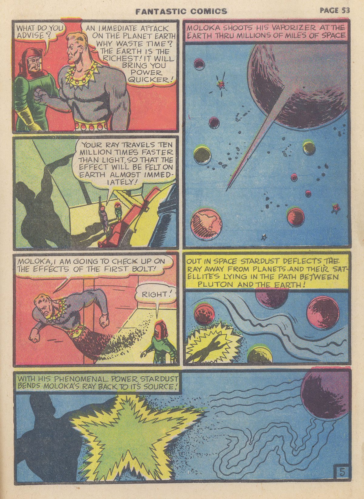 Stardust the Super Wizard, page 11. Stardust the Super Wizard by Fletcher Hanks. Public domain in the United States. https://digitalcomicmuseum.com/
