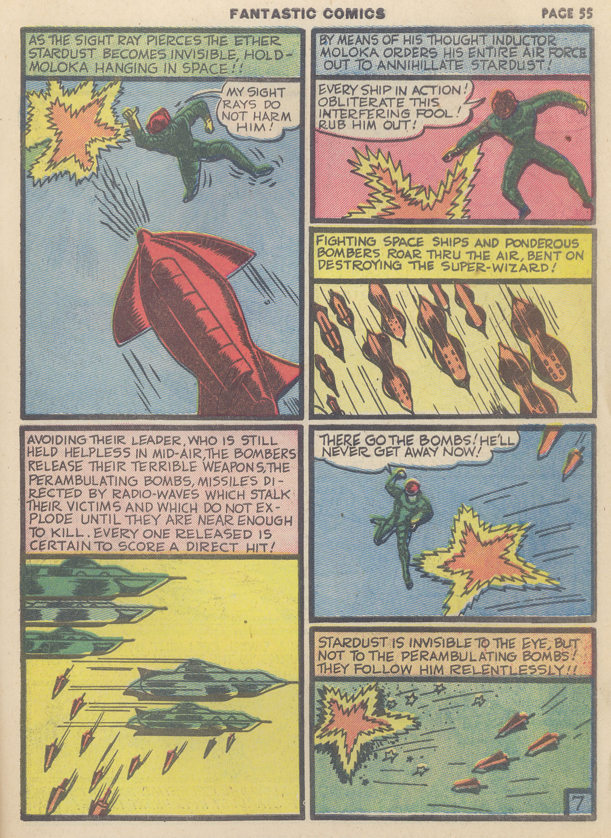 Stardust the Super Wizard, page 13. Stardust the Super Wizard by Fletcher Hanks. Public domain in the United States. https://digitalcomicmuseum.com/