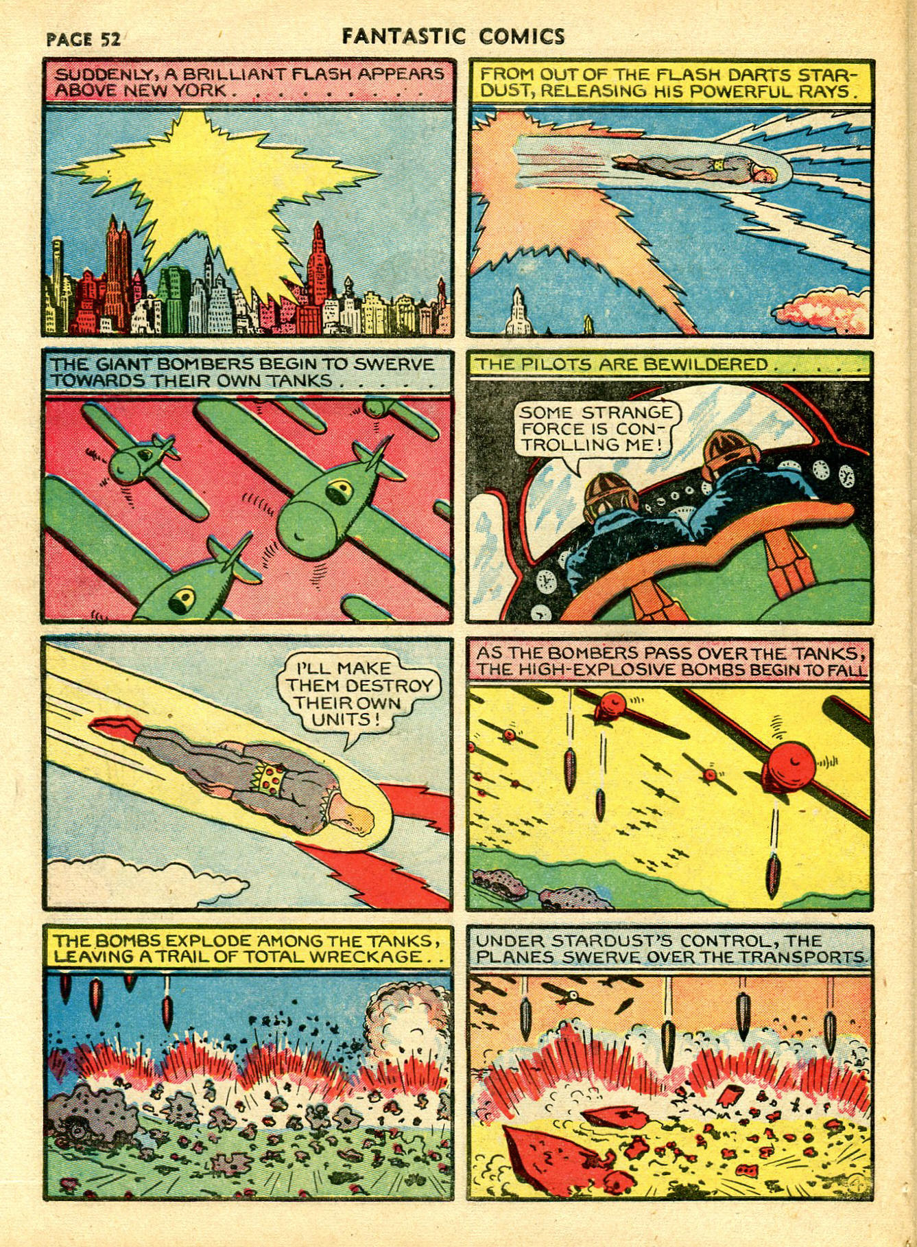 Stardust the Super Wizard, page 18. Stardust the Super Wizard by Fletcher Hanks. Public domain in the United States. https://digitalcomicmuseum.com/