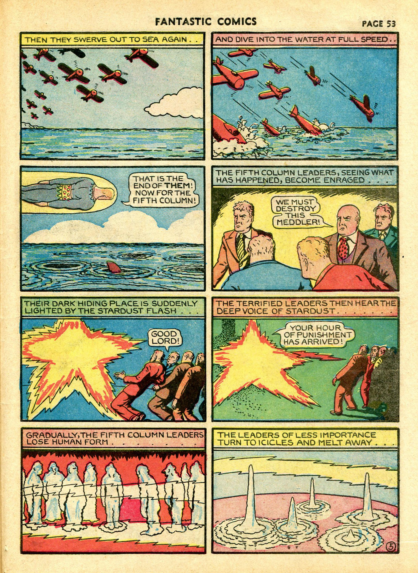 Stardust the Super Wizard, page 19. Stardust the Super Wizard by Fletcher Hanks. Public domain in the United States. https://digitalcomicmuseum.com/