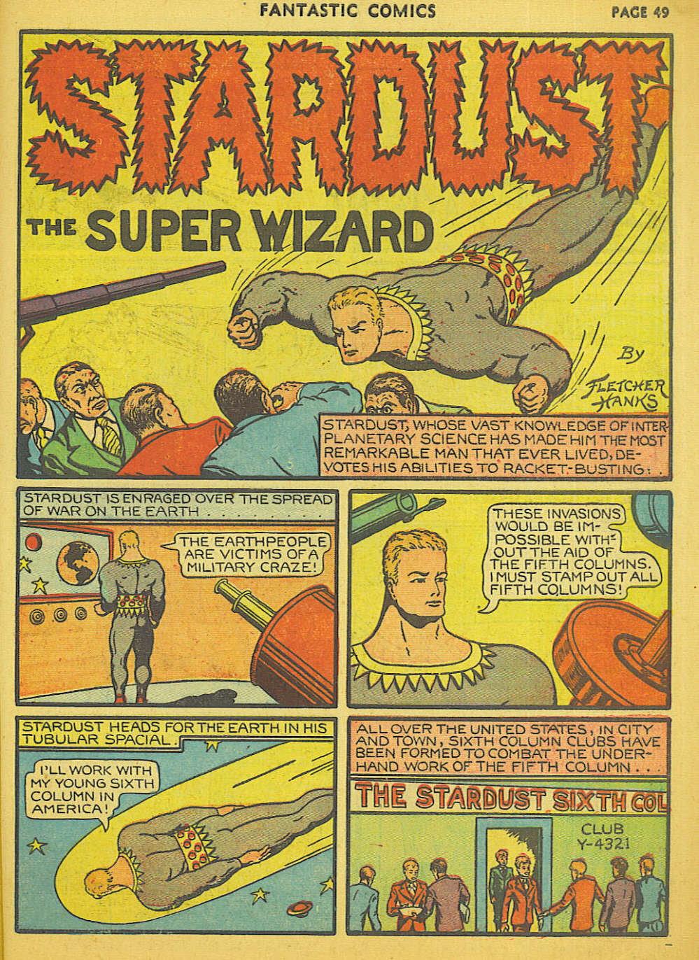 Stardust the Super Wizard, page 22. Stardust the Super Wizard by Fletcher Hanks. Public domain in the United States. https://digitalcomicmuseum.com/