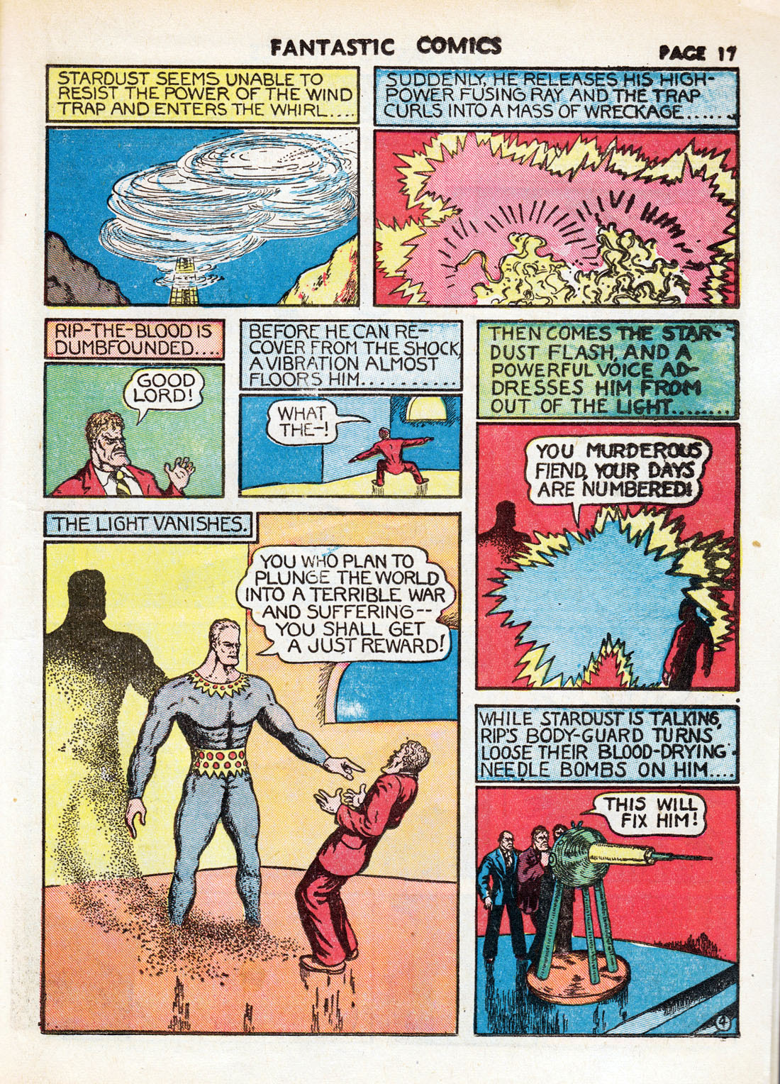 Stardust the Super Wizard, page 4. Stardust the Super Wizard by Fletcher Hanks. Public domain in the United States. https://digitalcomicmuseum.com/