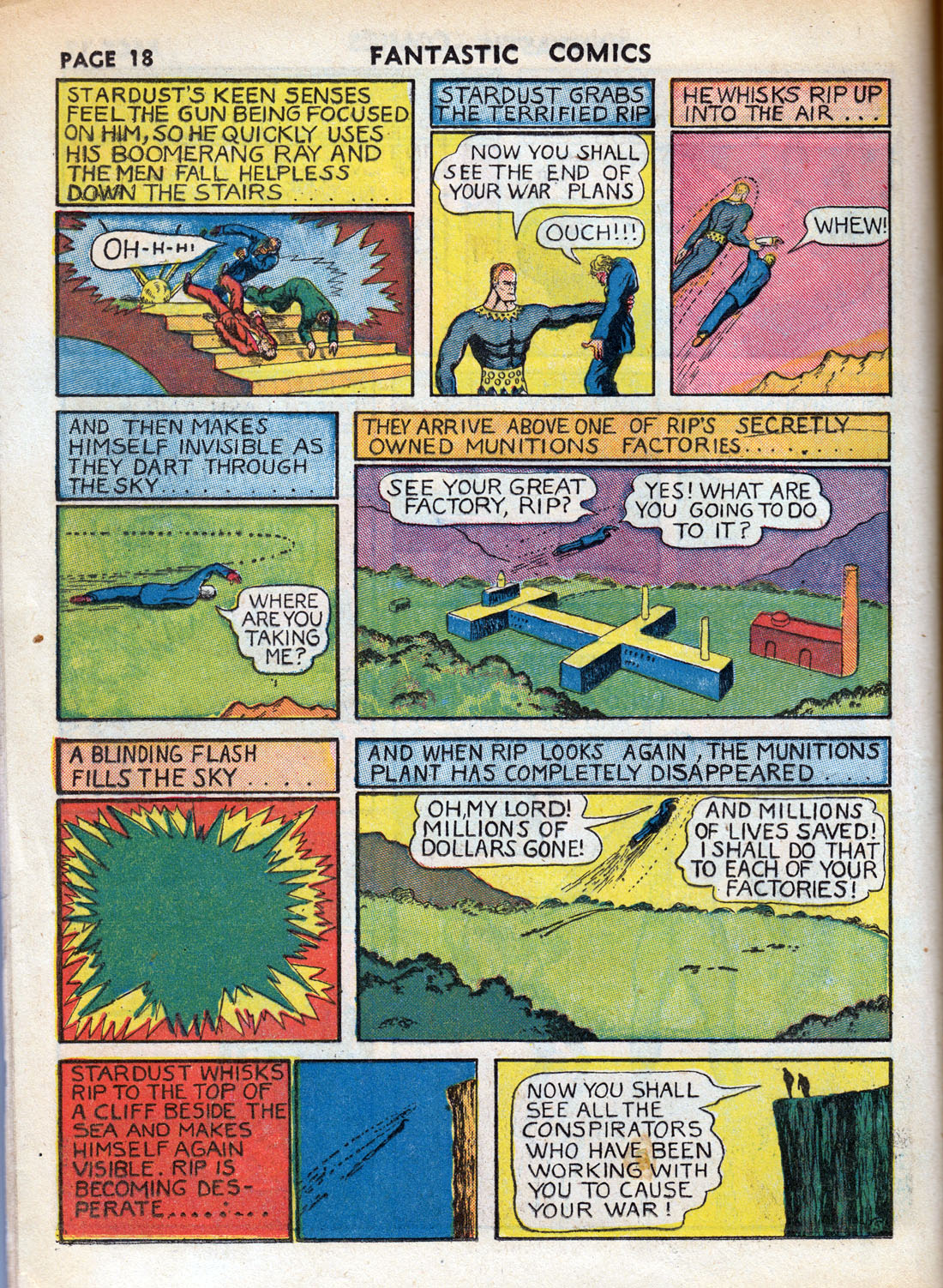Stardust the Super Wizard, page 5. Stardust the Super Wizard by Fletcher Hanks. Public domain in the United States. https://digitalcomicmuseum.com/