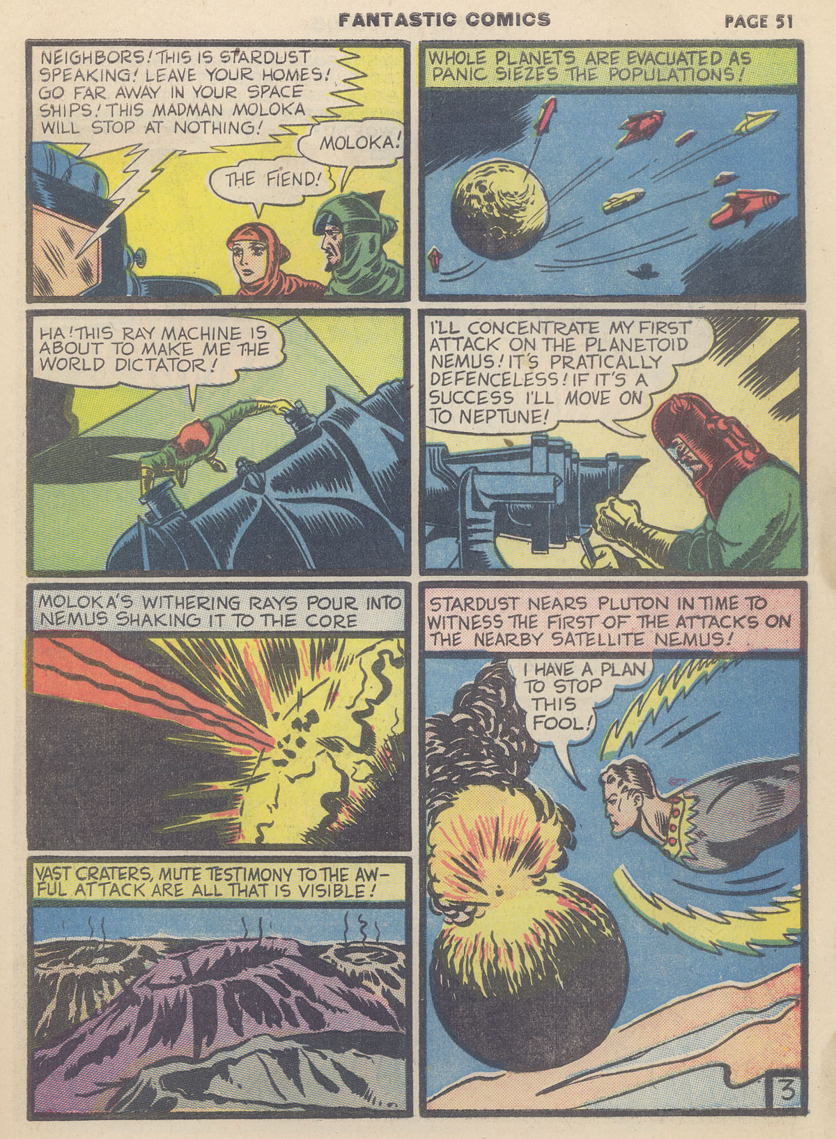 Stardust the Super Wizard, page 9. Stardust the Super Wizard by Fletcher Hanks. Public domain in the United States. https://digitalcomicmuseum.com/