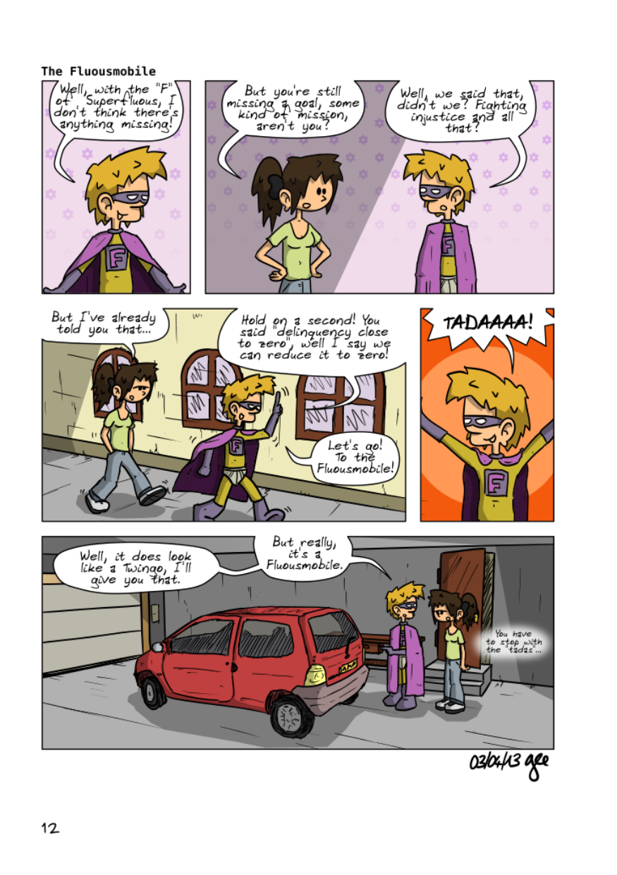 The Unnecessary Adventures of Superfluous, page 11. The Unnecessary Adventures of Superfluous by Gee, CC BY-SA 2.0 France. https://editions.ptilouk.net/superfluous/