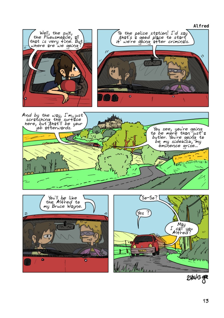 The Unnecessary Adventures of Superfluous, page 12. The Unnecessary Adventures of Superfluous by Gee, CC BY-SA 2.0 France. https://editions.ptilouk.net/superfluous/