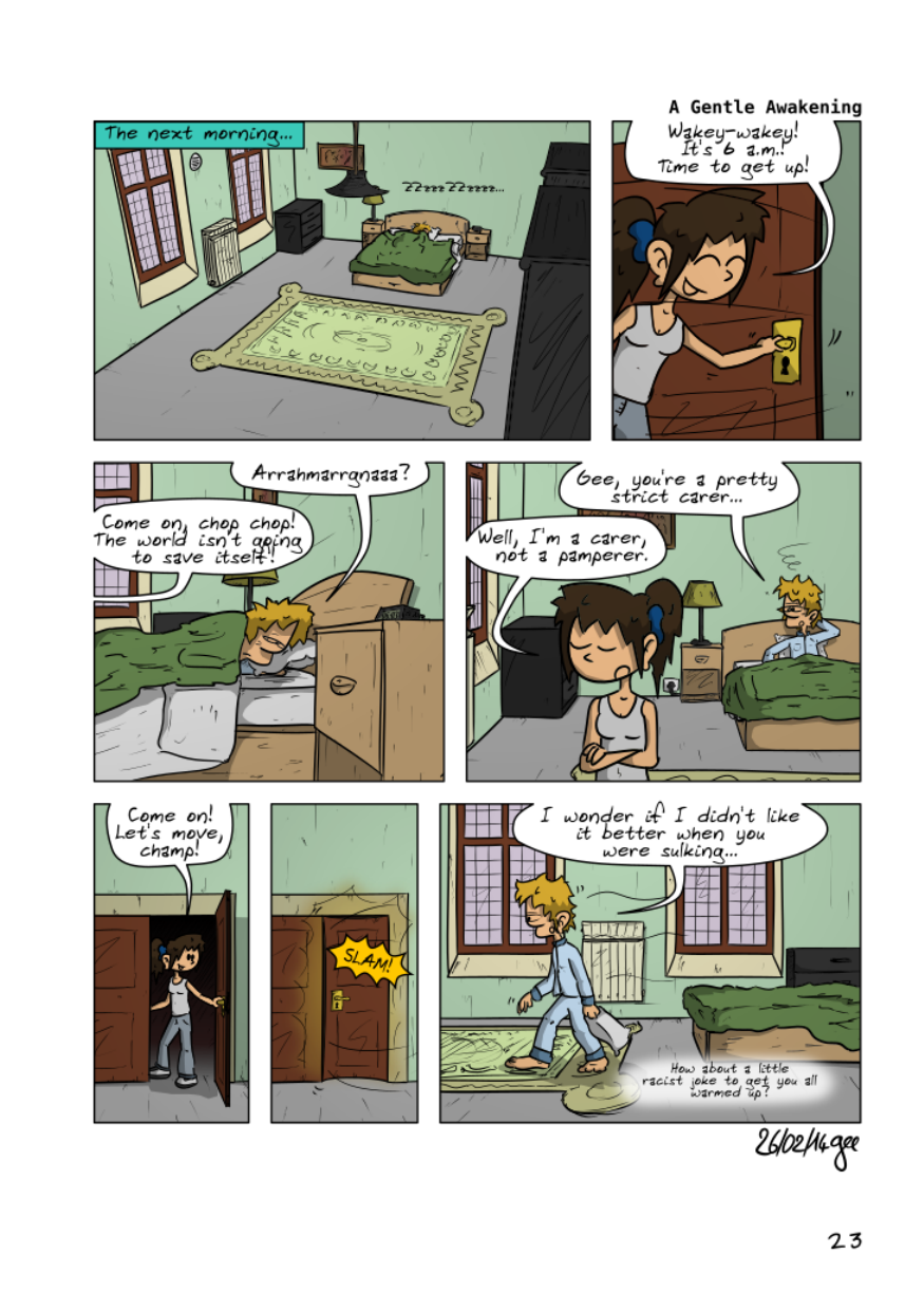 The Unnecessary Adventures of Superfluous, page 22. The Unnecessary Adventures of Superfluous by Gee, CC BY-SA 2.0 France. https://editions.ptilouk.net/superfluous/
