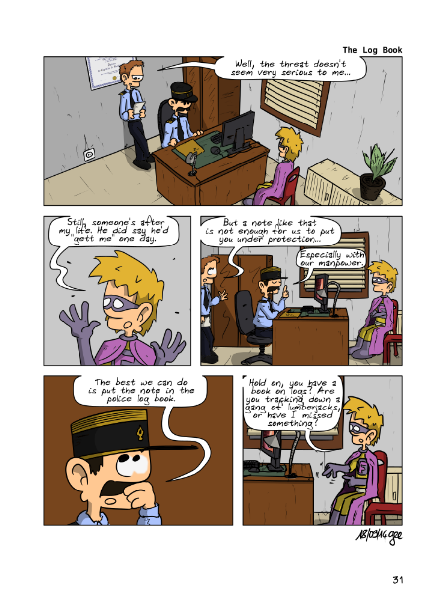 The Unnecessary Adventures of Superfluous, page 30. The Unnecessary Adventures of Superfluous by Gee, CC BY-SA 2.0 France. https://editions.ptilouk.net/superfluous/