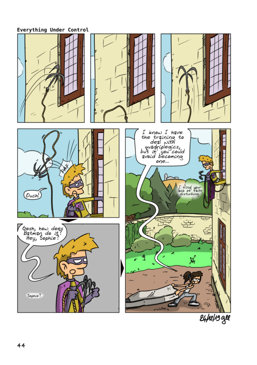 The Unnecessary Adventures of Superfluous, page 43. The Unnecessary Adventures of Superfluous by Gee, CC BY-SA 2.0 France. https://editions.ptilouk.net/superfluous/