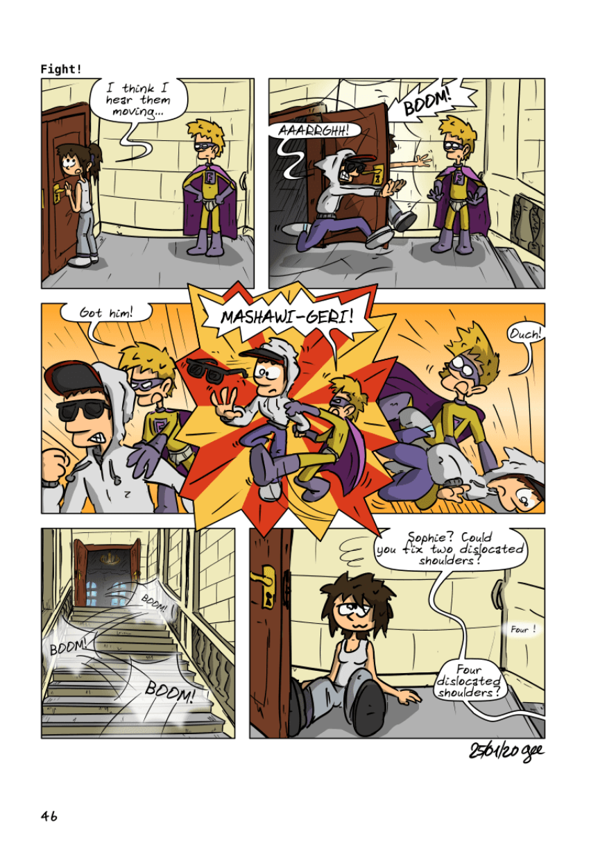 The Unnecessary Adventures of Superfluous, page 45. The Unnecessary Adventures of Superfluous by Gee, CC BY-SA 2.0 France. https://editions.ptilouk.net/superfluous/