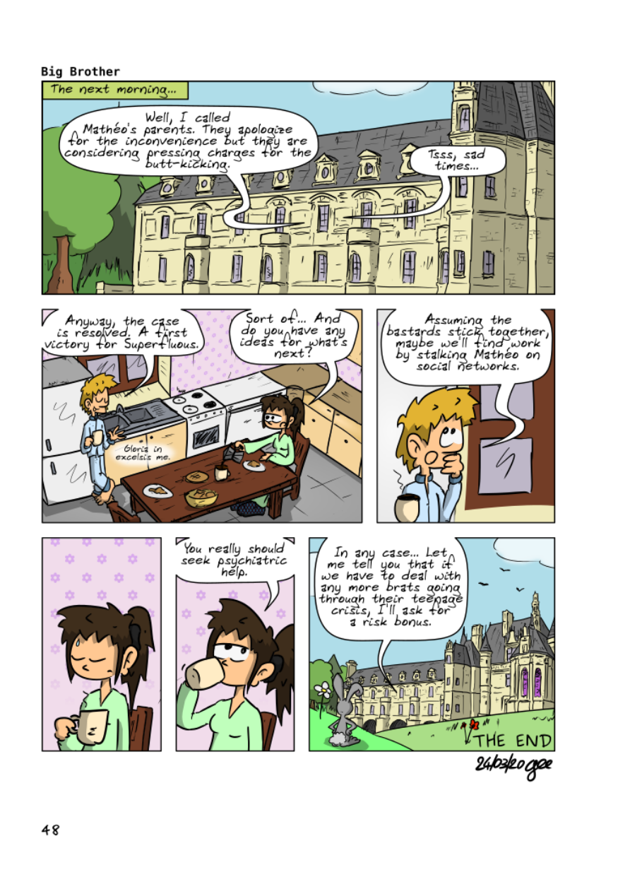 The Unnecessary Adventures of Superfluous, page 47. The Unnecessary Adventures of Superfluous by Gee, CC BY-SA 2.0 France. https://editions.ptilouk.net/superfluous/