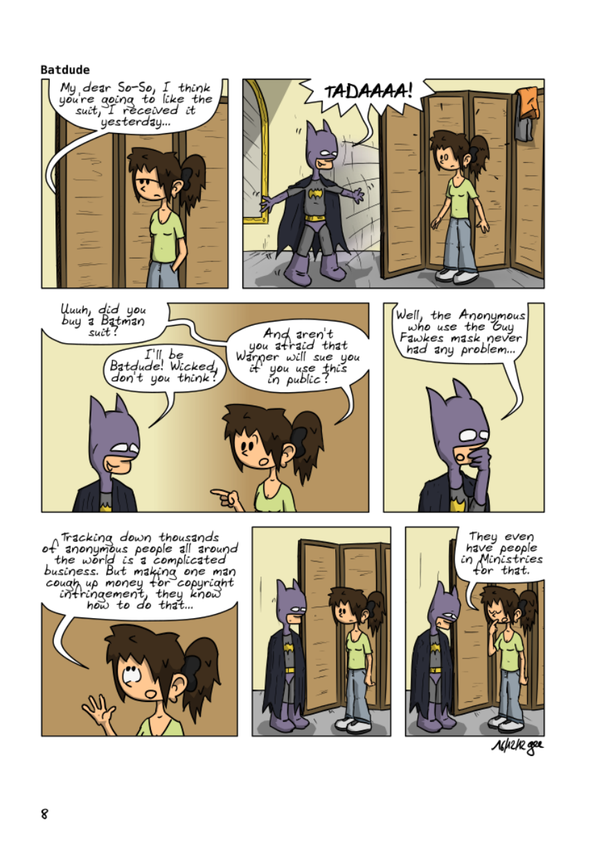 The Unnecessary Adventures of Superfluous, page 7. The Unnecessary Adventures of Superfluous by Gee, CC BY-SA 2.0 France. https://editions.ptilouk.net/superfluous/