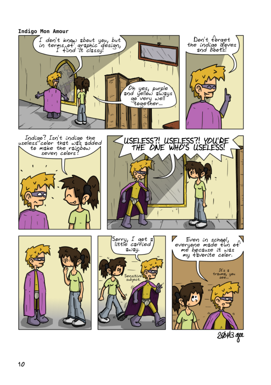The Unnecessary Adventures of Superfluous, page 9. The Unnecessary Adventures of Superfluous by Gee, CC BY-SA 2.0 France. https://editions.ptilouk.net/superfluous/