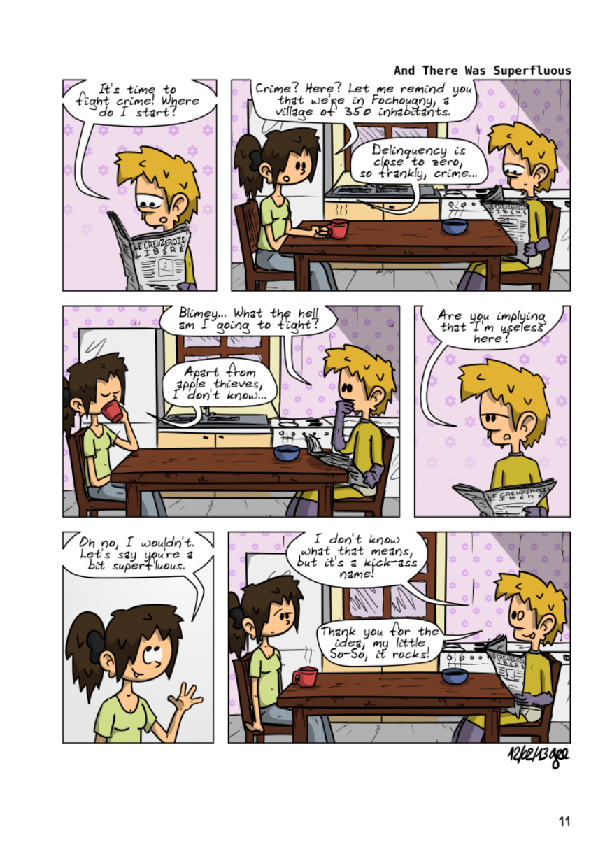 The Unnecessary Adventures of Superfluous, page 10. The Unnecessary Adventures of Superfluous by Gee, CC BY-SA 2.0 France. https://editions.ptilouk.net/superfluous/