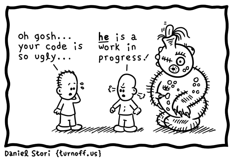 turnoff.us – the depressed developer 20 (2017-11-26). Daniel Stori, CC BY-NC-SA 4.0. https://turnoff.us/geek/the-depressed-developer-20/
