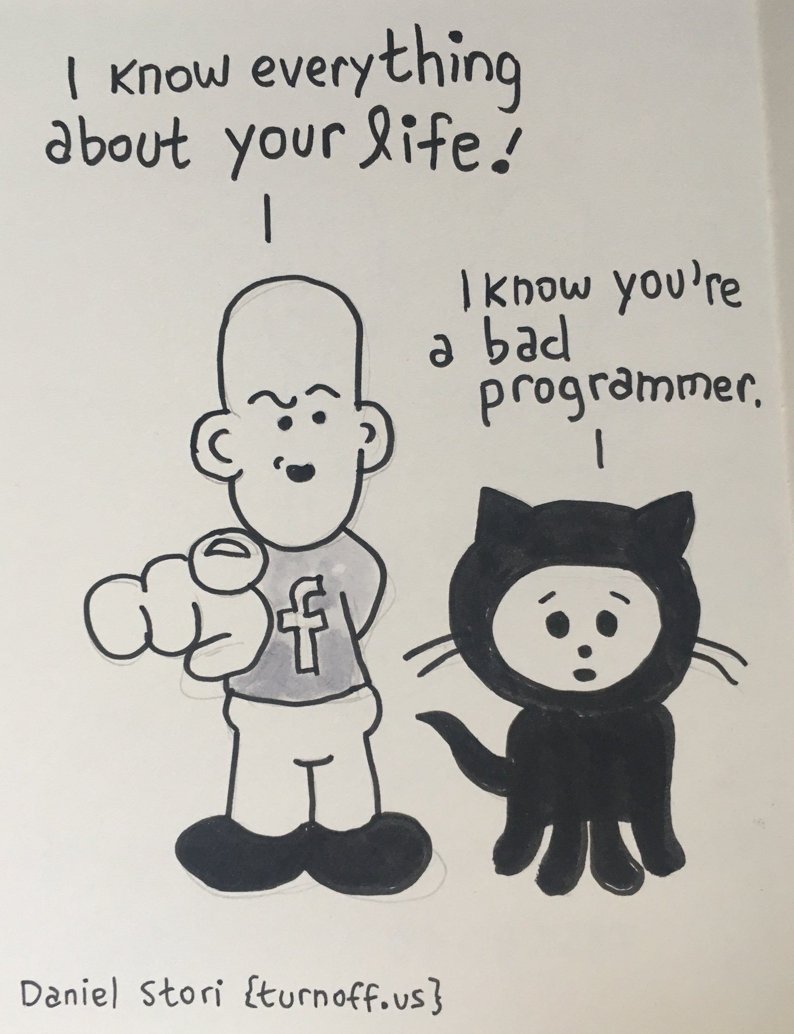 turnoff.us – the depressed developer 23 (2018-04-26). Daniel Stori, CC BY-NC-SA 4.0. https://turnoff.us/geek/the-depressed-developer-23/